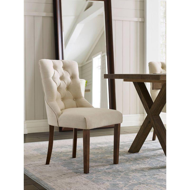 Set of 2 Elmhurst Tufted Side Chair Vintage Cream - Finch: Upholstered, Contoured Back, Wooden Legs