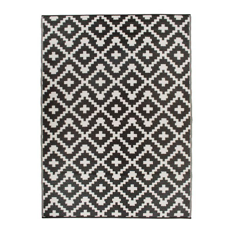 Black and White Geometric Reversible Synthetic 5' x 7' Rug