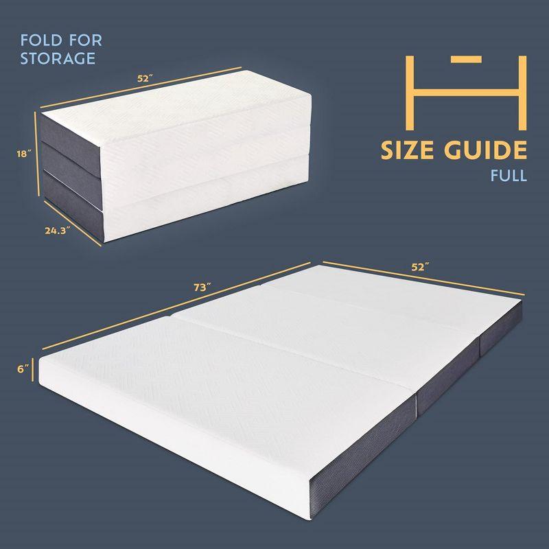 Heyward 6" Trifold Mattress, Tri Fold Memory Foam Foldable Mattress