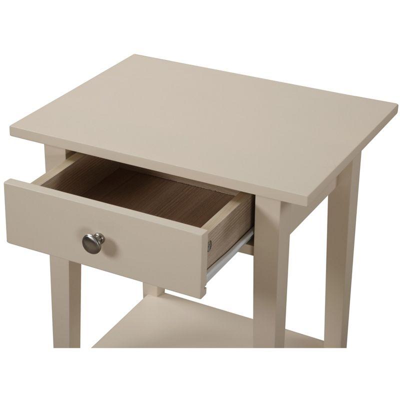 Dalton Beige Modern Nightstand with Open Storage Shelf