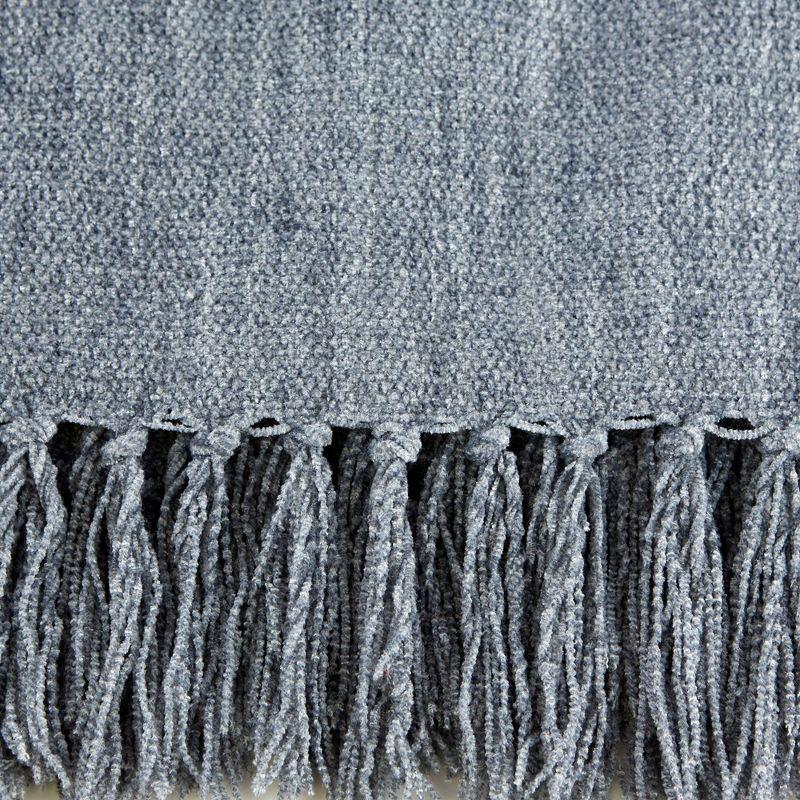 Cozy Denim Blue 50"x60" Chenille Knitted Throw