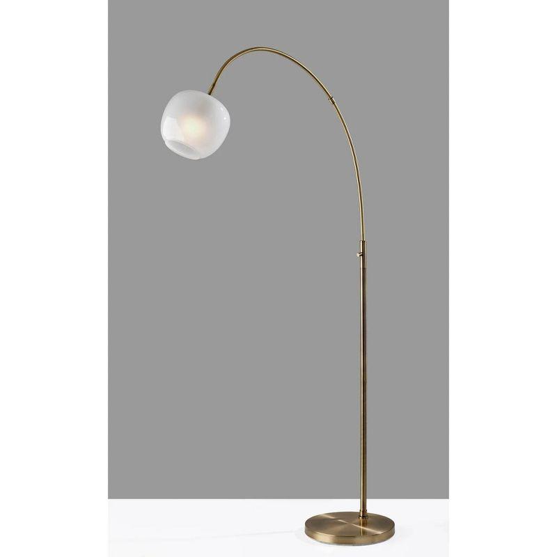 72" Brass Arc Lamp with White Glass Shade