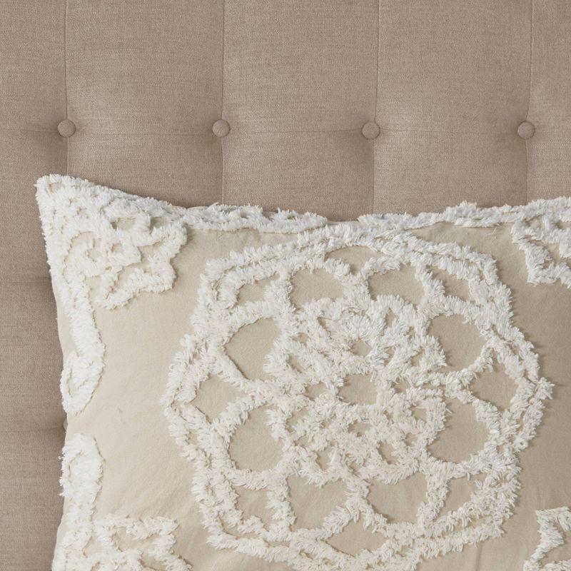 Laetitia Tufted Chenille Cotton Medallion Fringe Coverlet Set