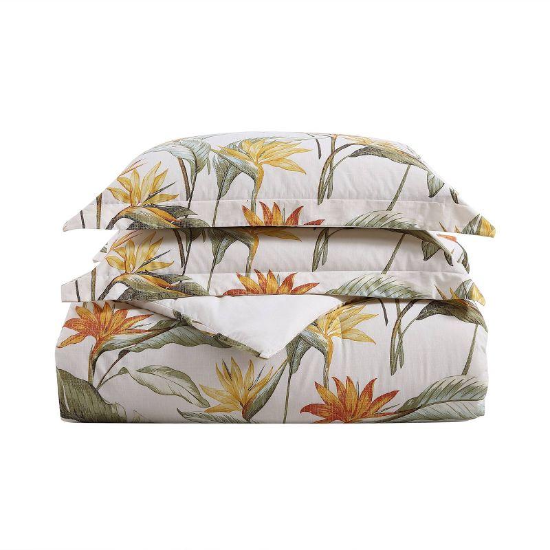 Tommy Bahama Birds Of Paradise Ivory Cotton Reversible Duvet Cover Set