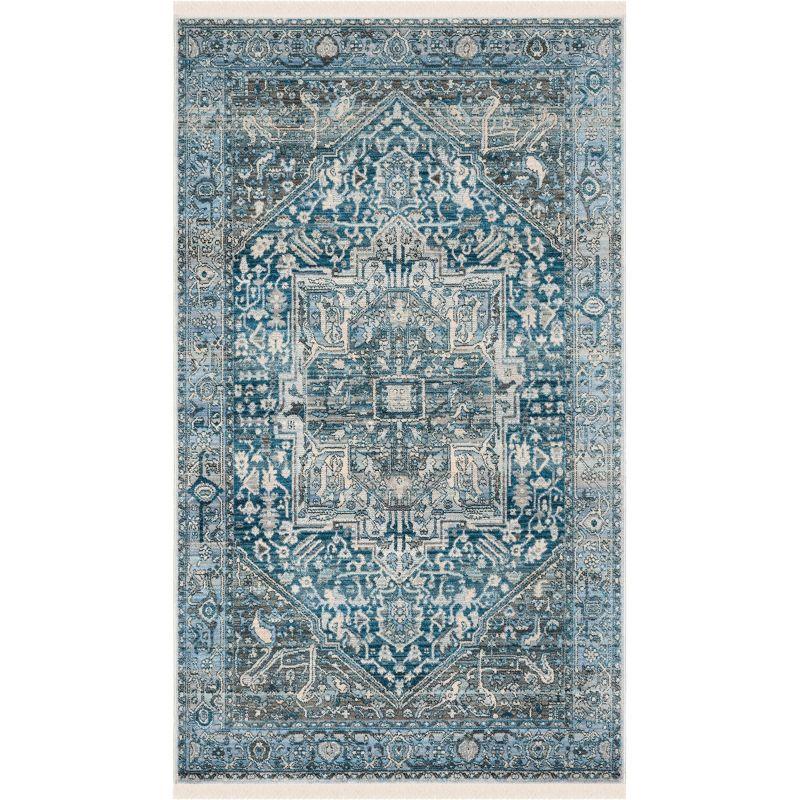 Hand-Knotted Blue Synthetic Persian-Style Rug, 30" x 4"