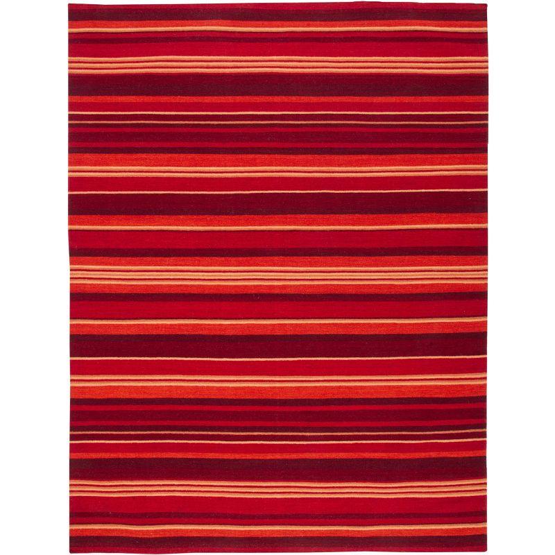 Striped Kilim STK601 Hand Loomed Indoor Area Rug - Blue/Rust - 8'x10' - Safavieh