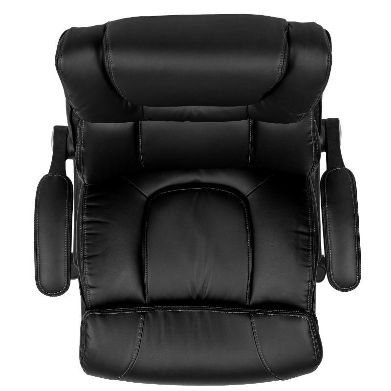 Flash Furniture Hansel High Back Black LeatherSoft Executive Swivel Office Chair with Double Layered Headrest and Open Arms