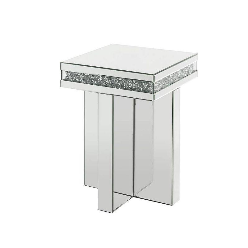 Noralie 16" Cross Bead Mirrored Accent Table Faux Diamonds - Acme Furniture: Durable Acrylic, No Assembly Required