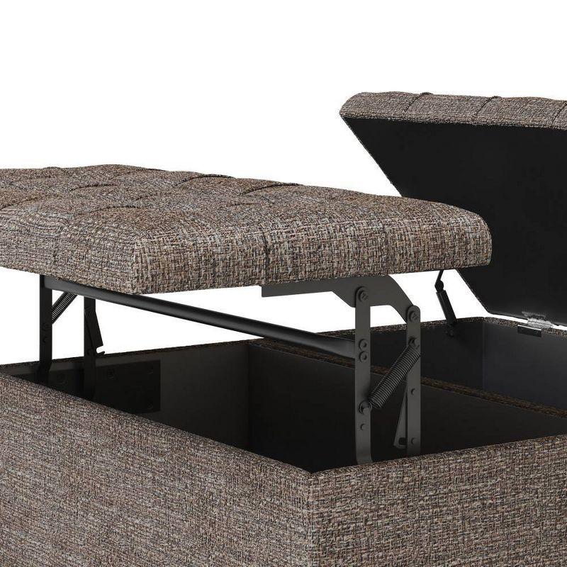 36" Elliot Coffee Table Storage Ottoman Faux Leather Mink Brown - WyndenHall: Tufted, Lift Top Bench