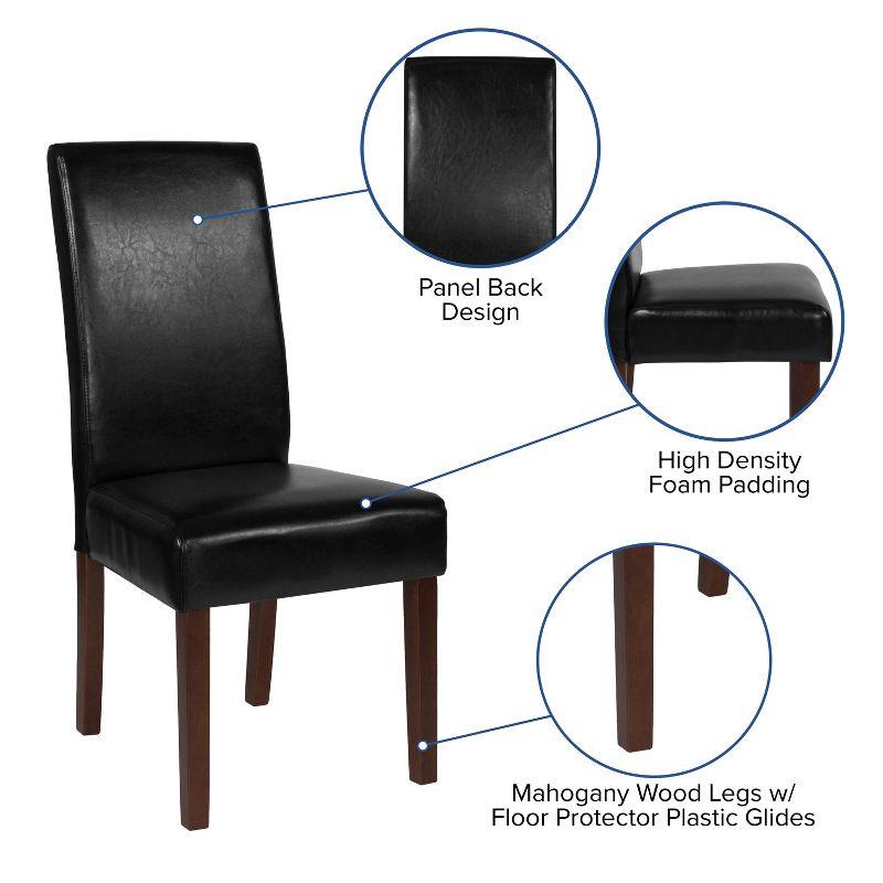 Set of 6 Black LeatherSoft Parsons Dining Chairs with Mahogany Legs