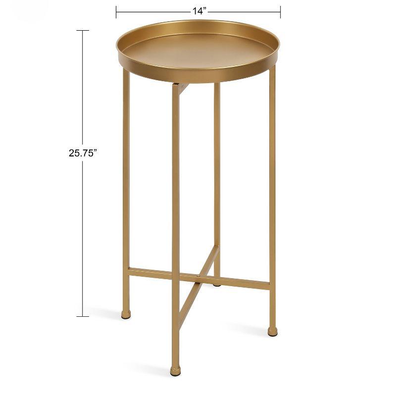 Kate and Laurel Celia Round Metal Foldable Tray Accent Table