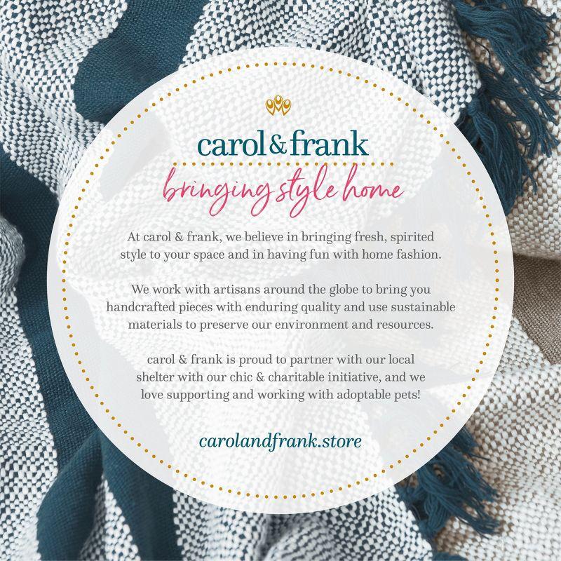 carol & frank 14" x 22" Toni Boho Striped White & Green Cotton Decor Throw Pillow Cover And Insert Set