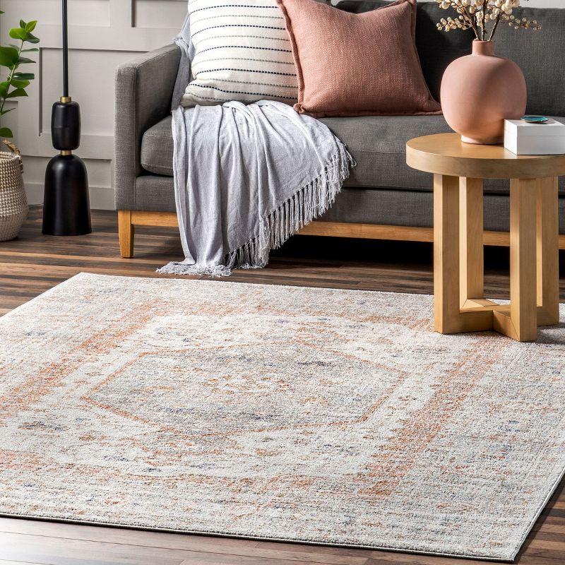 Nuloom Jacquie Medallion 7x9 Indoor Area Rug for Living Room Bedroom Dining Room Kitchen, Silver/Ivory