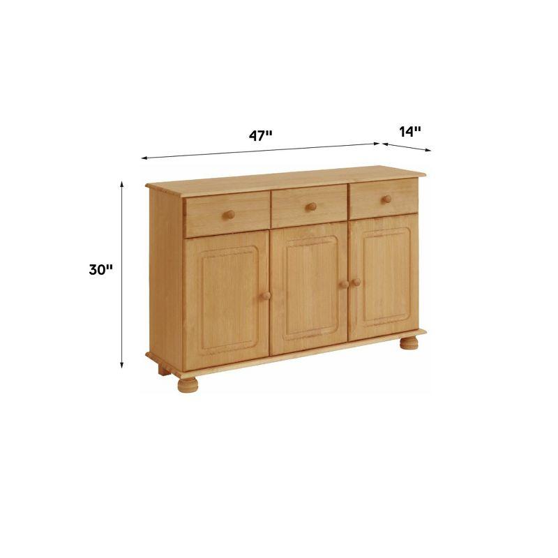 RealRooms Chester Sideboard with 3 Drawers and 2 Cabinets, Stained Brown