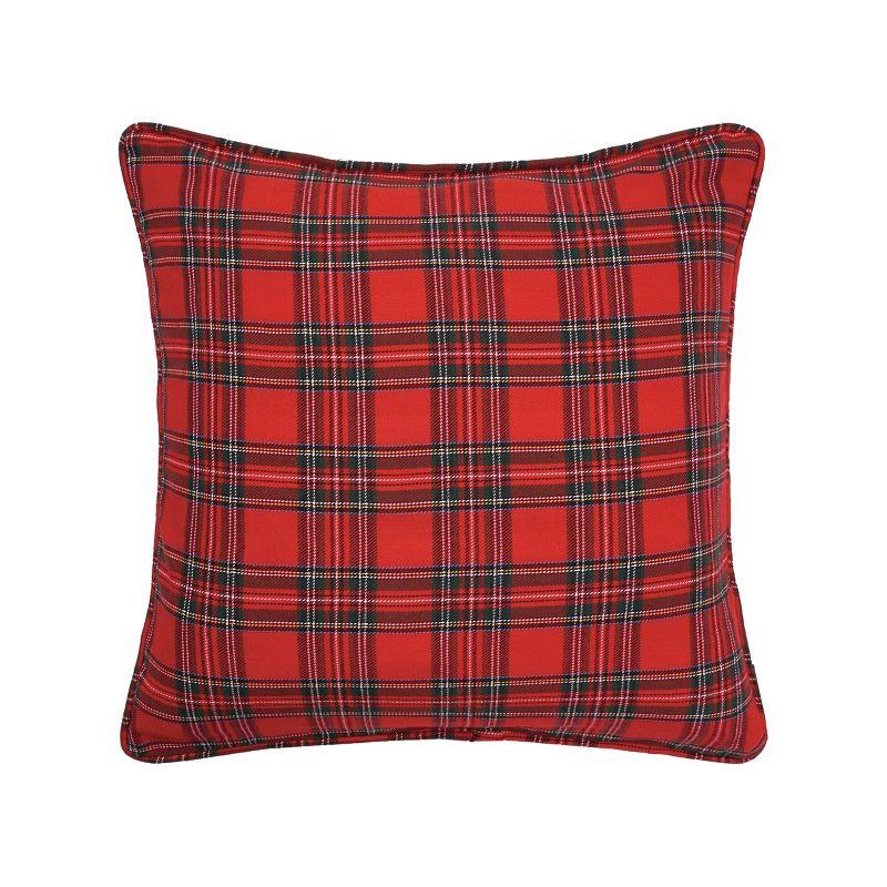 Arlington Plaid Red Cotton 18" Accent Pillow