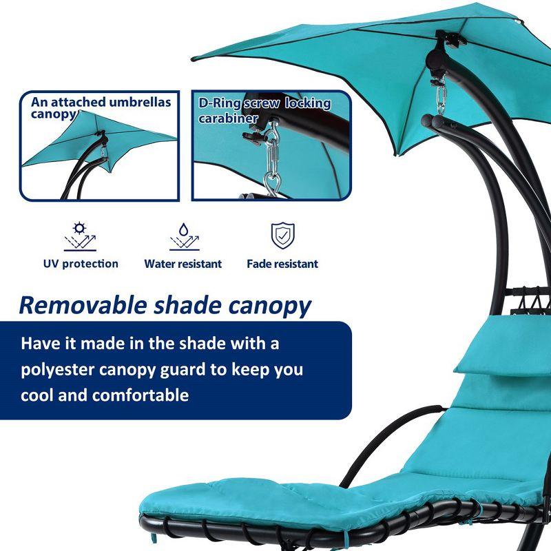 53.15"Hanging Chaise Lounger with Removable Canopy Hammock Chair with Stand,Blue