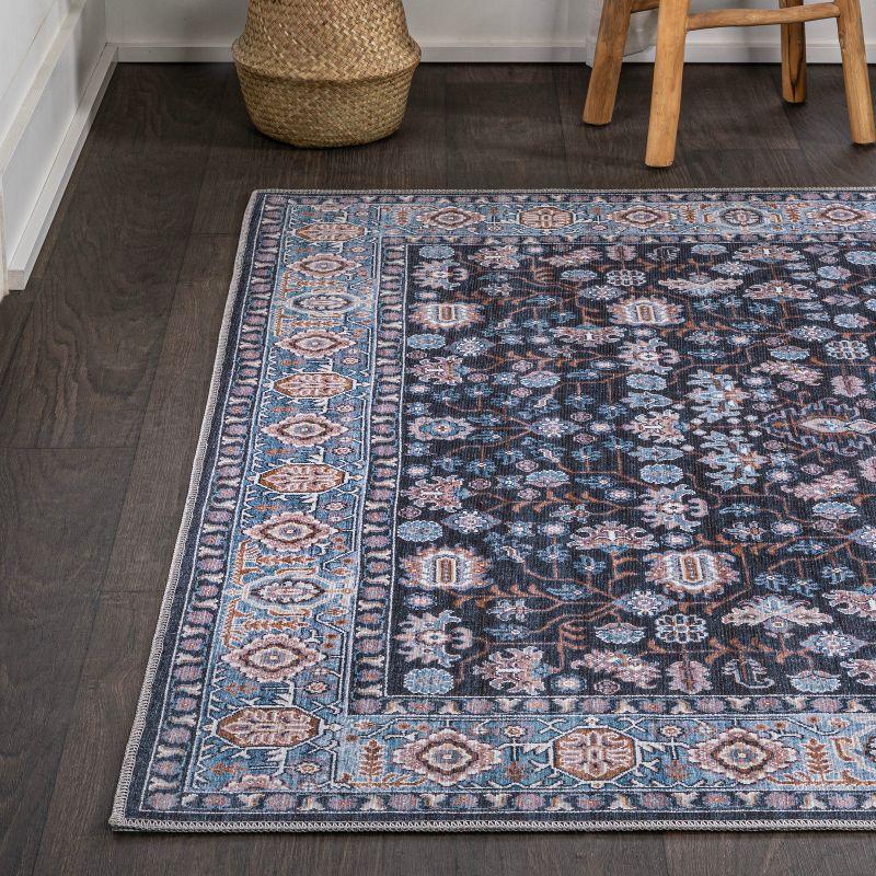 Kemer All-Over Persian Machine-Washable Black/Blue 3 ft. x 5 ft. Area Rug - JONATHAN Y