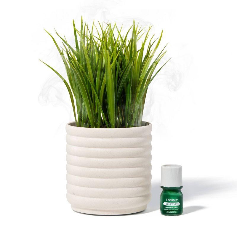 White Ribbed Ceramic Faux Plant Electric Diffuser