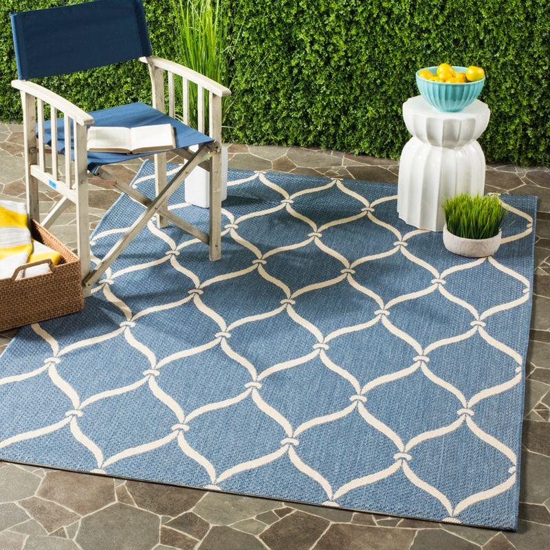 Blue and Beige Geometric Indoor/Outdoor Area Rug 2'7" x 5'