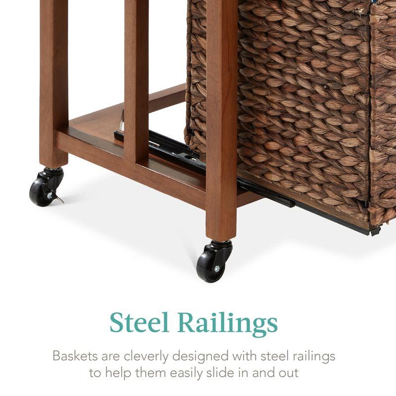 Best Choice Products Vertical Rolling File Cabinet for Home, Office w/ Rubberwood Frame, Locking Caster Wheels - Mocha