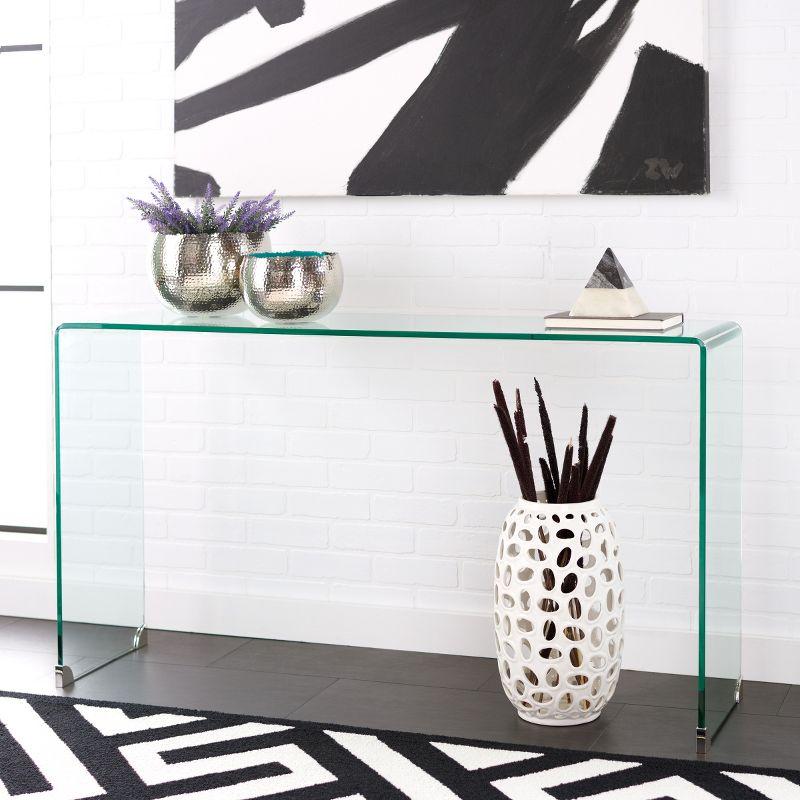 Huck Tempered Glass Console - Clear - Safavieh
