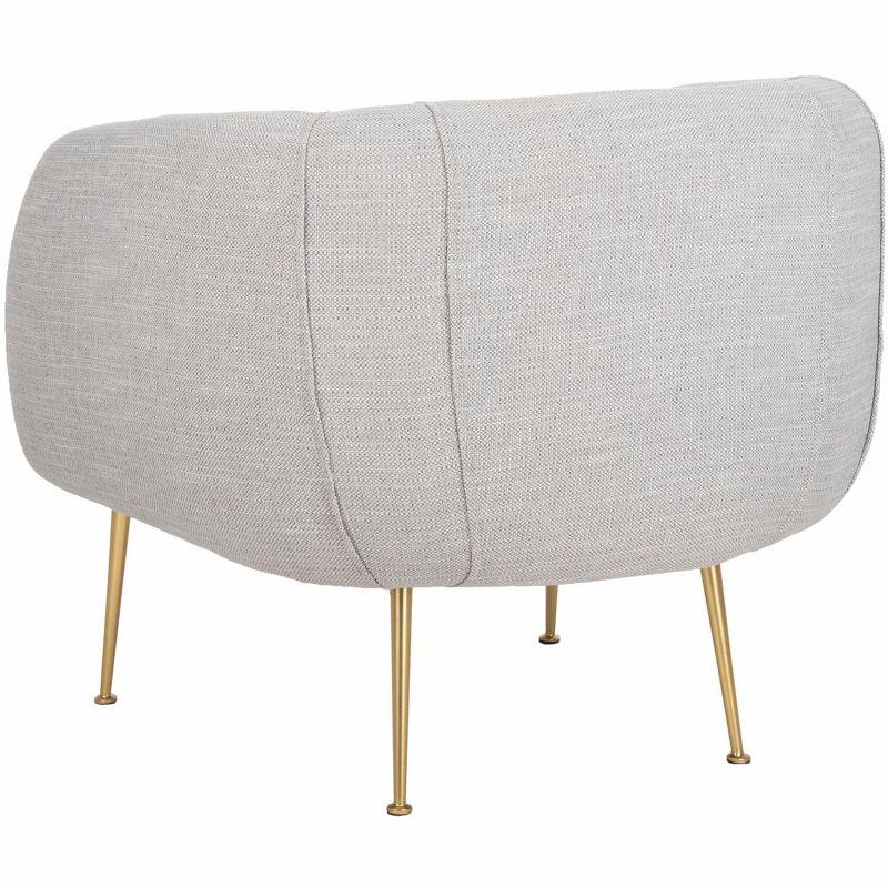 Alena Transitional Barrel Accent Chair in Light Grey with Gold Legs