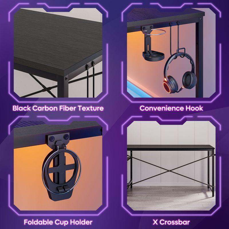 Bestier 61 Inch Retangular Gaming Desk with Shelves Black
