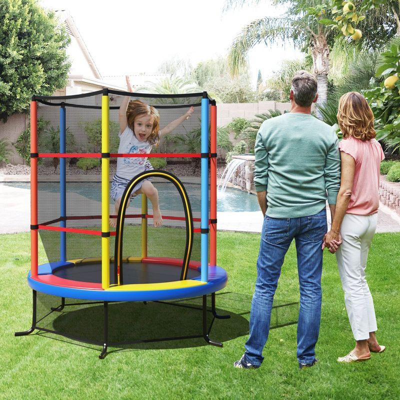 Costway 55'' Kids Trampoline Bouncing Jumping Mat Recreational Trampoline W/Enclosure Net