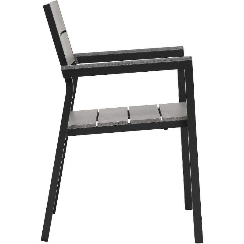 Modway Maine Outdoor Patio Dining Armchair – All-Weather Aluminum Frame Chair with Slatted Back and Armrests