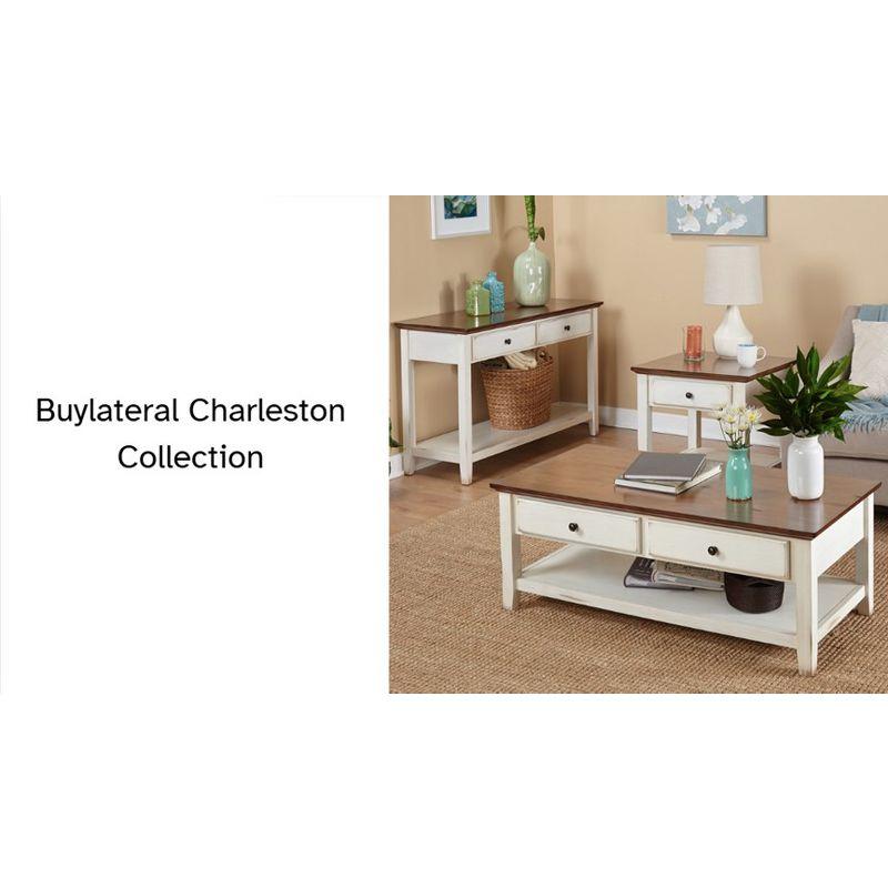 Charleston Sofa Table Off White/Chestnut - Buylateral: 2 Drawers, Lower Shelf, Mid-Century Modern
