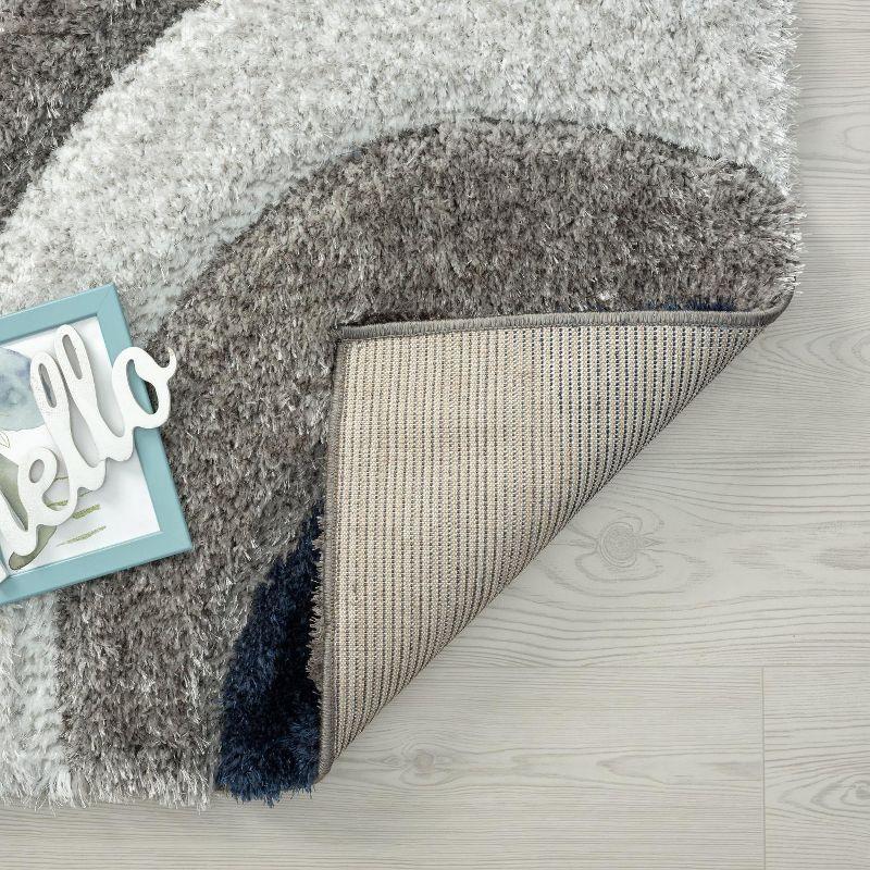 Luxe Weavers Modern Shag Geometric Area Rug, Navy 5x7
