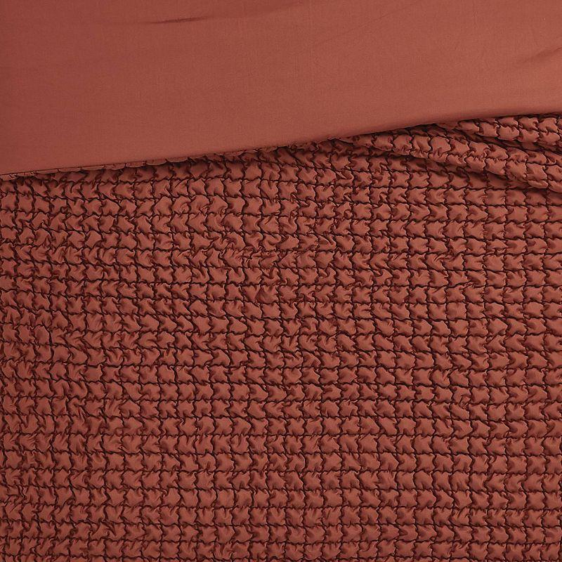 Rust Twin Microfiber Textured Puff Comforter Set