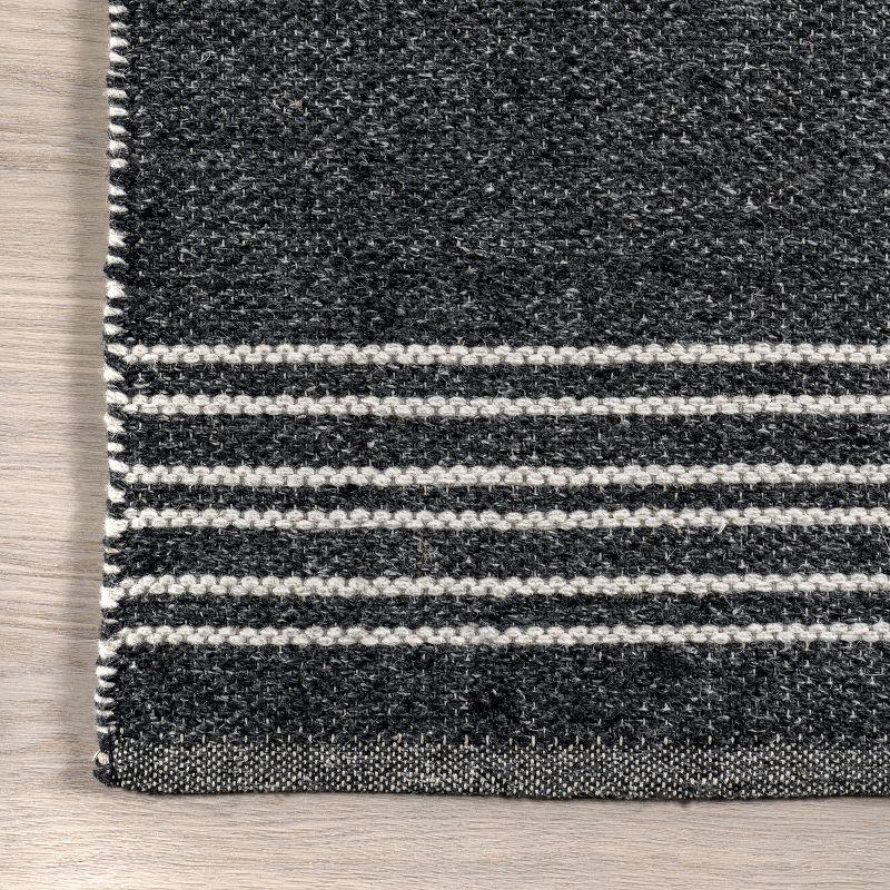 Nuloom Birchwood Reversible Striped Wool Area Rug, Runner 2' 6" x 8', Dark Grey