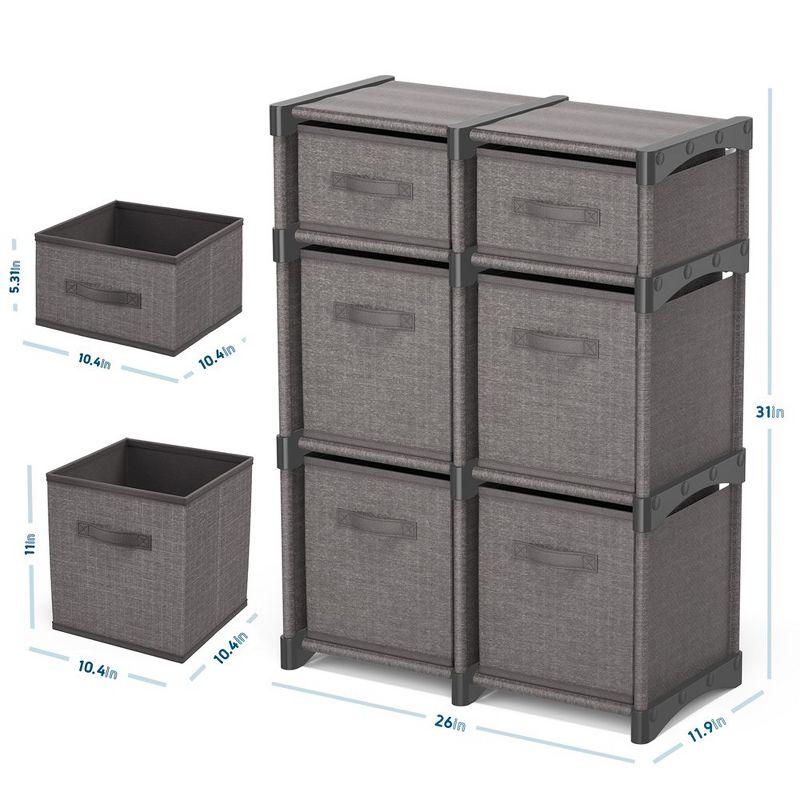 Nestl Cube Organizer Shelves With Cubby Bins, 6 PC DIY Cube Storage Shelves with Cubbies Storage Bins - Gray