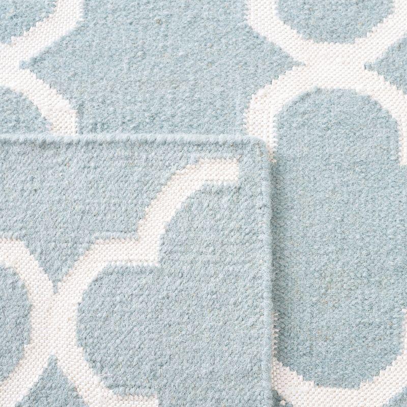 Handwoven Blue and Ivory Geometric Wool Area Rug