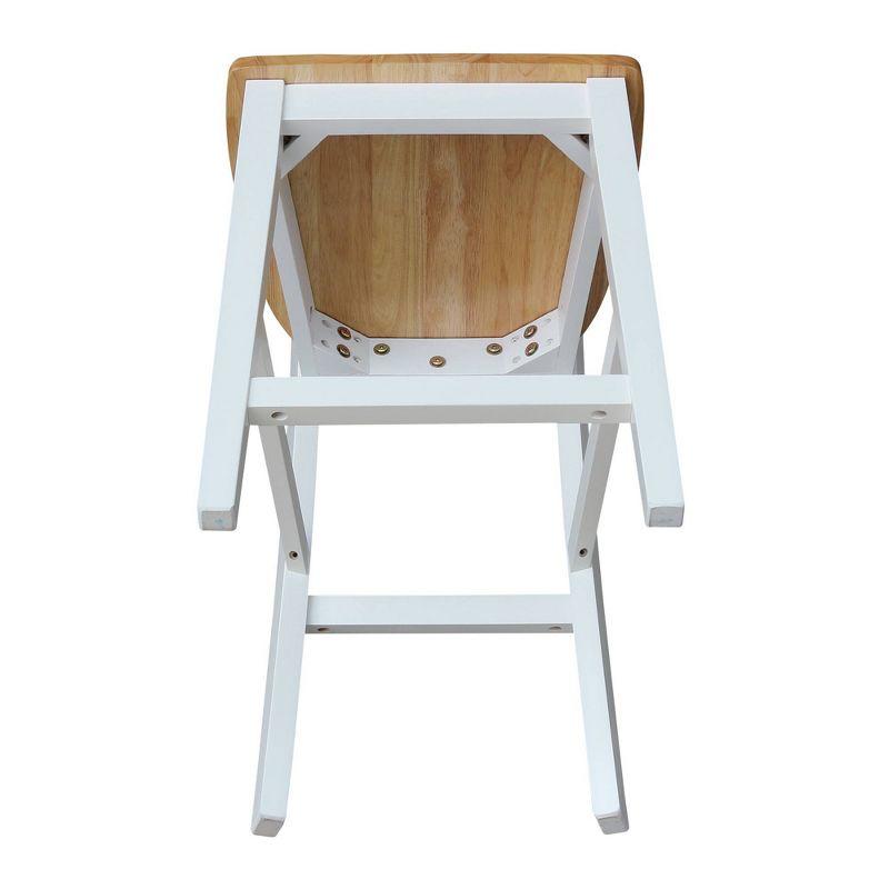 International Concepts 24" San Remo Counter Height Barstool White/Natural: Hardwood Frame, Armless Design, Fixed Seat Height