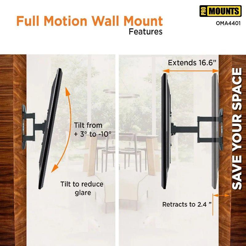 Promounts Full Motion TV Wall Mount for TVs 24" - 60" Up to 88 lbs