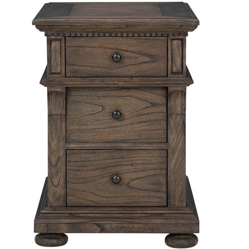 Traditional Brown Wood Rectangular End Table with Storage