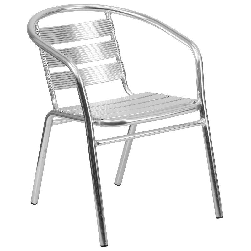 Sleek Silver Aluminum Indoor-Outdoor Dining Chair with Ladder Back