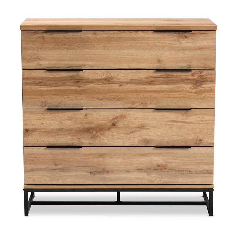 Reid Oak and Black Industrial 4-Drawer Dresser