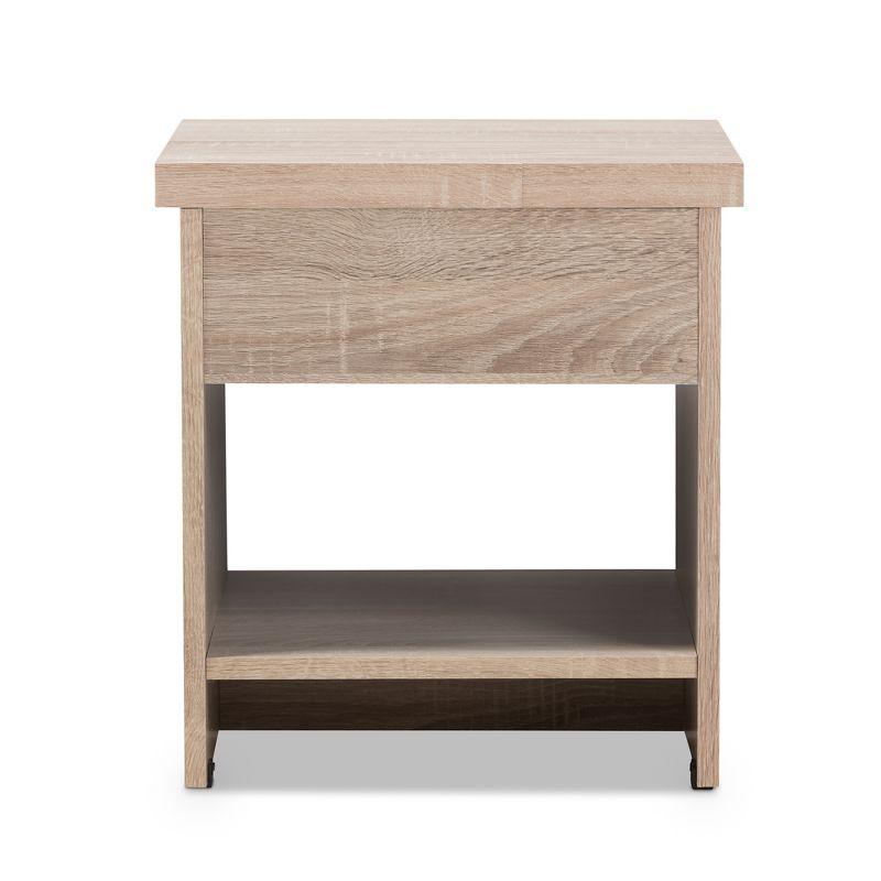 Baxton Studio Jamie Modern and Contemporary Two-Tone Wood 1-Drawer 1-Shelf Nightstand - Brown : Bedside Table with Storage