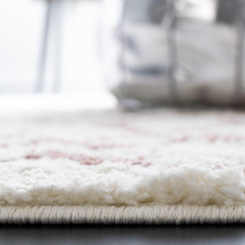 Berber Shag BER165 Power Loomed Indoor Area Rug - Ivory/Light Rose - 4'x6' - Safavieh