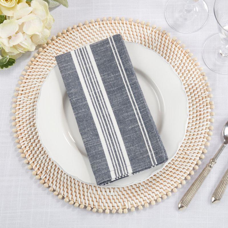 Saro Lifestyle Striped Design Table Napkins, Gray, (Set of 4 pcs)