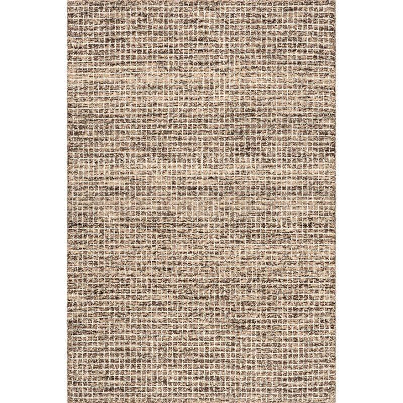 Katasha Checked Wool Brown Area Rug