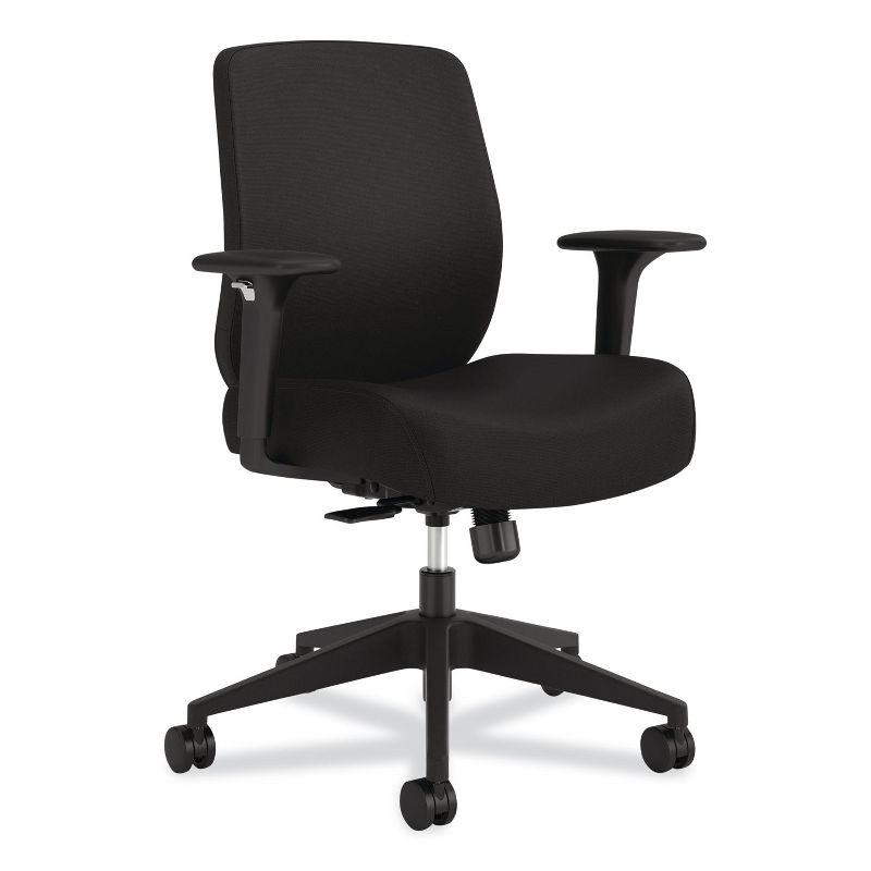 Black Adjustable Mesh Fabric Task Chair with Swivel Base