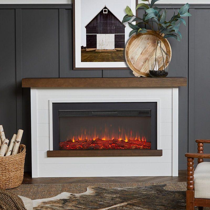 Bernice 67" White Electric Fireplace with Mantel