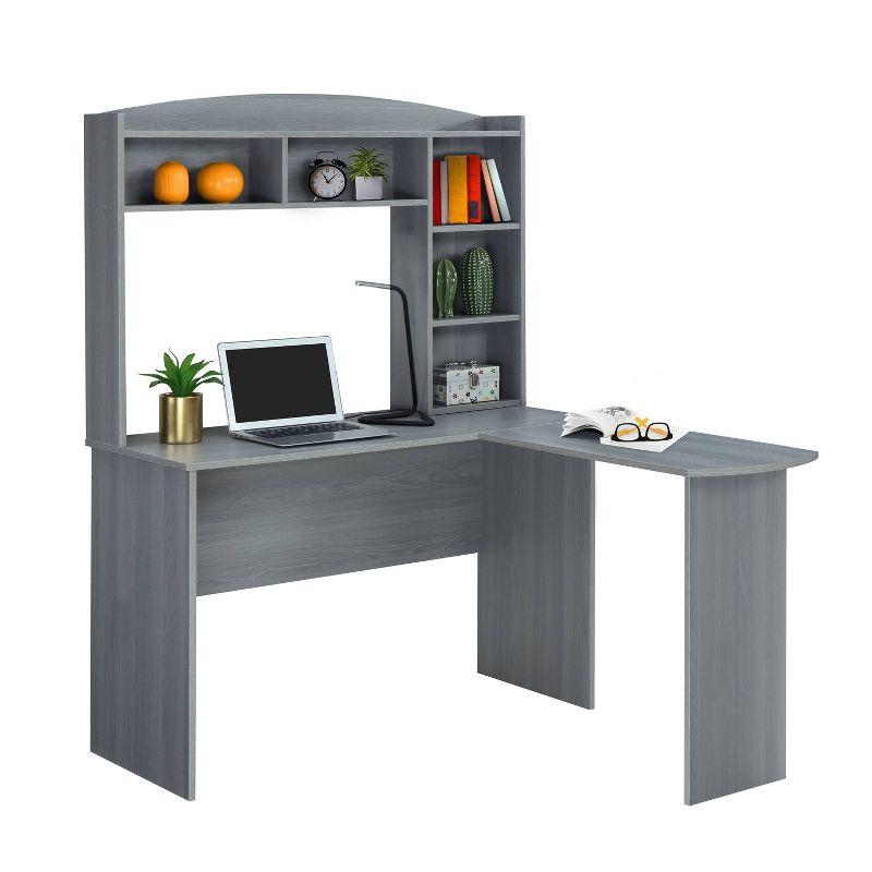 Modern L Shaped Desk with Hutch Gray - Techni Mobili