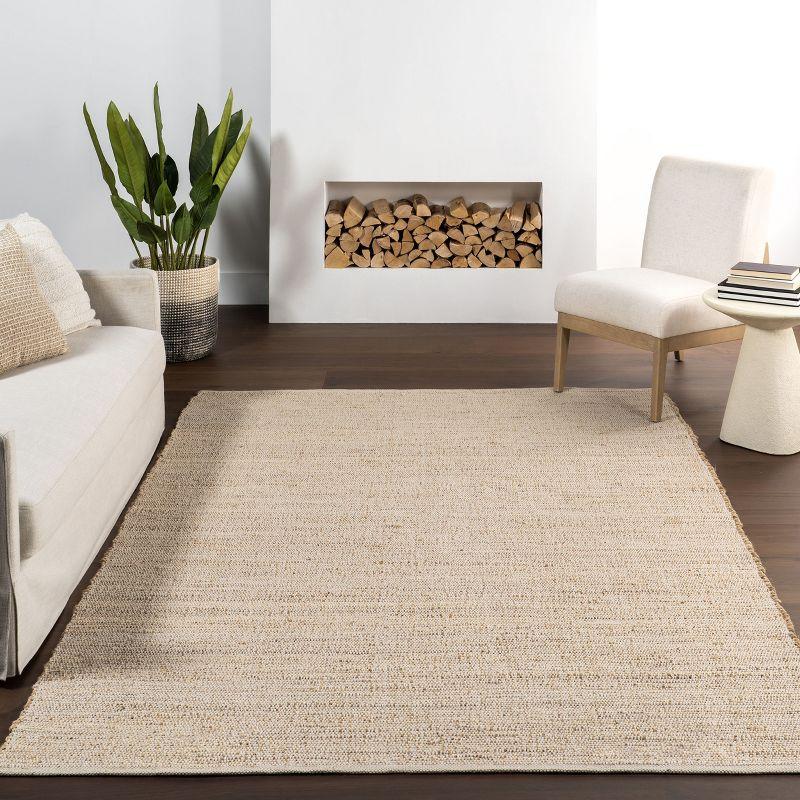 Nuloom 2x6 Elfriede Jute & Cotton Hand Woven Indoor Area Rug, Natural, Solid Rustic Farmhouse Style Natural Fiber Bedroom, Living Room,