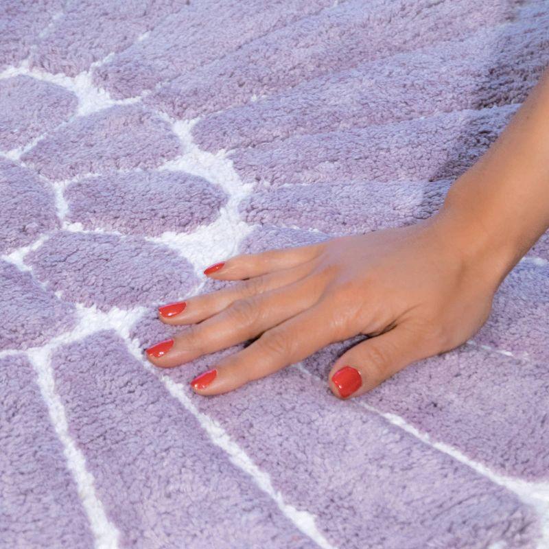 2pc Bursting Flower Bath Rug Set Lilac - Chesapeake Merchandising: Cotton Tufted, Machine Washable, Non-Slip Backing