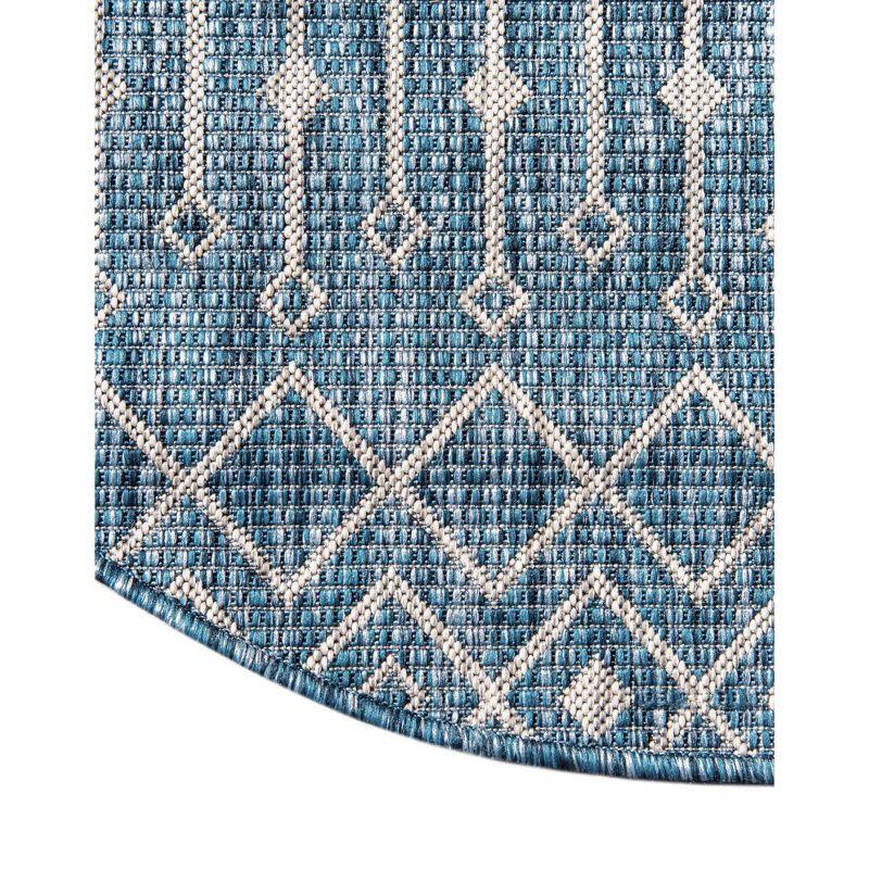 Unique Loom 10' 0 x 10' 0 Round Indoor/Outdoor Trellis Blue Area Rug